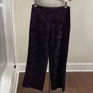 Nicole Miller Plum Floral Wide Leg Pants
